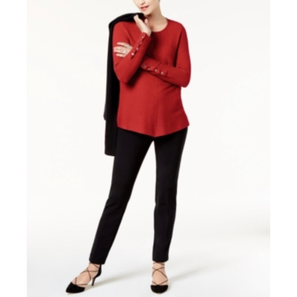 ALFANI Ribbed Snap-Detail Sweater